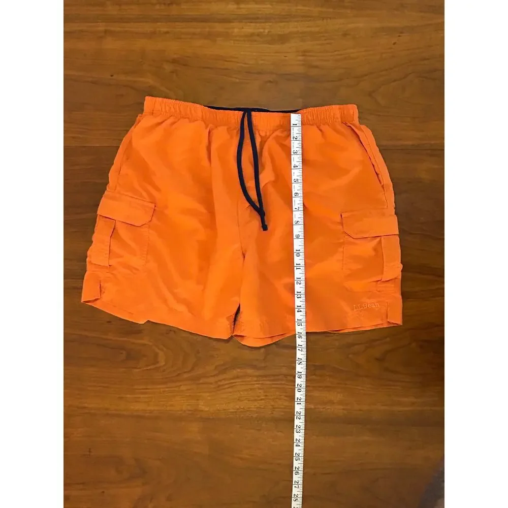 Orange L.L. Bean Cargo Mesh-Lined Swim Trunks | Water Shorts - (Men's‎ L)
